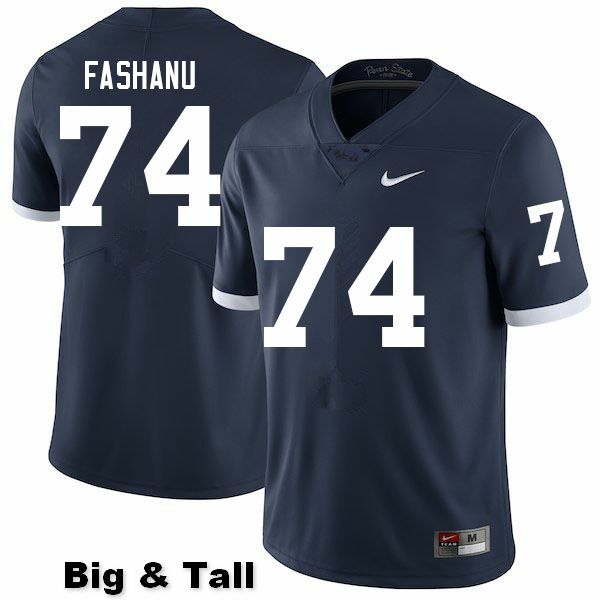 NCAA Nike Men's Penn State Nittany Lions Olumuyiwa Fashanu #74 College Football Authentic Big & Tall Navy Stitched Jersey FRM5798XQ